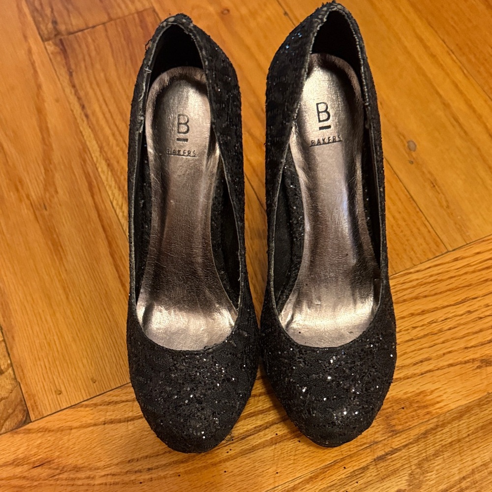 Bakers Glittering Black Heels